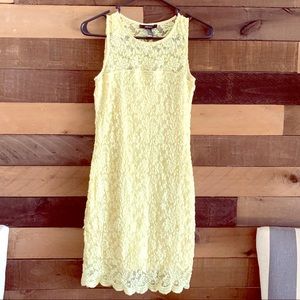 Yellow lace mini dress